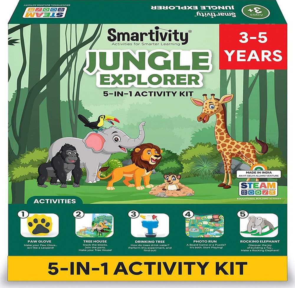 WOODEN CITY Smartivity Drewniane Mechaniczne Puzzle 3D - Odkrywcy Jungli