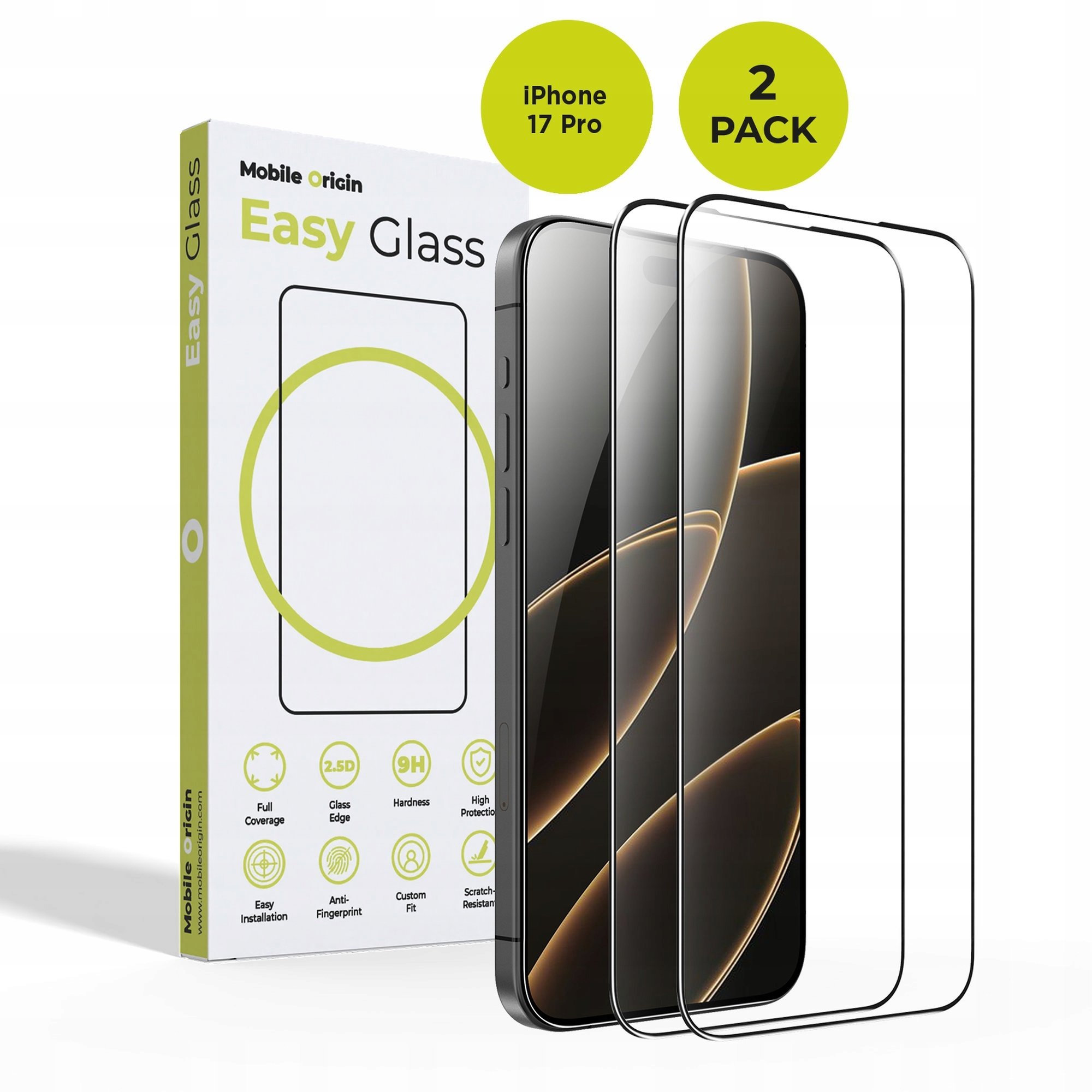 Mobile Origin EasyGlass iPhone 17 Pro, 2 pack
