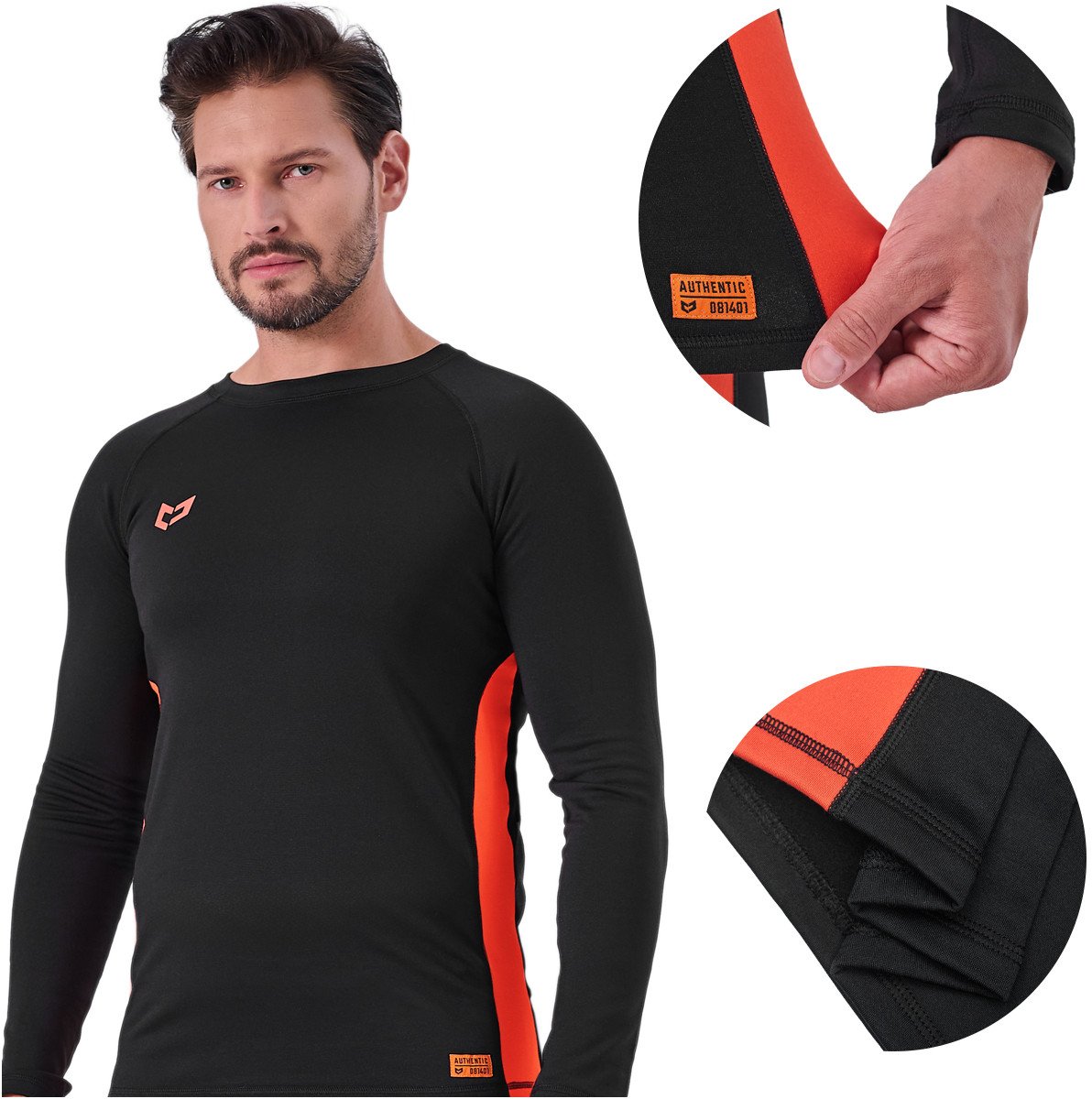 Beon Koszulka termoaktywna męska Beon Skin Etna Black&Orange XL