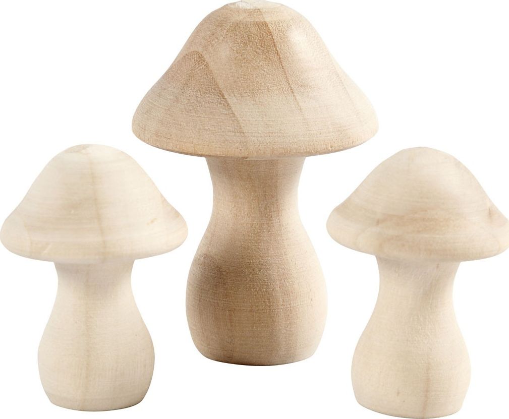 Creativ Company Grzybki z drewna H: 4,5 i 6,5 cm 3 szt.