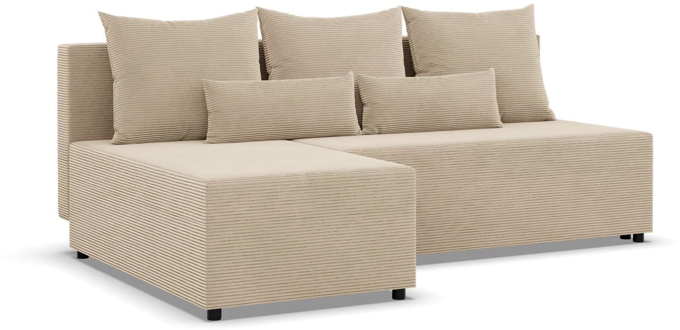 Narożnik z luźnymi poduszkami, Vista, sztruks, 201x137x92 cm, beżowy | TYLETEGOTU