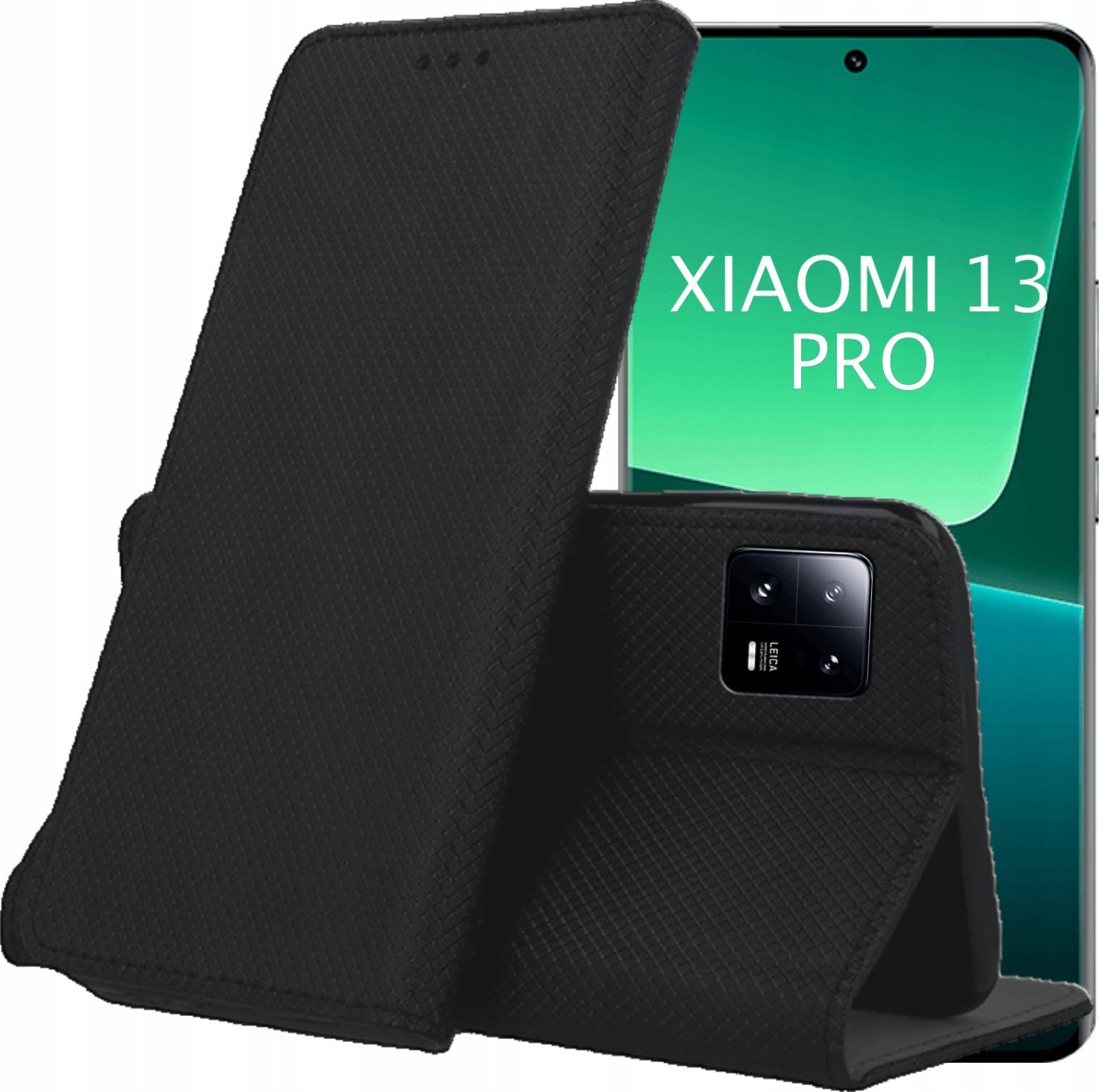 Hello Case ETUI Z KLAPKĄ DO XIAOMI 13 PRO CZARNE ZAMYKANE MAGNETYCZNE KABURA FUTERAŁ