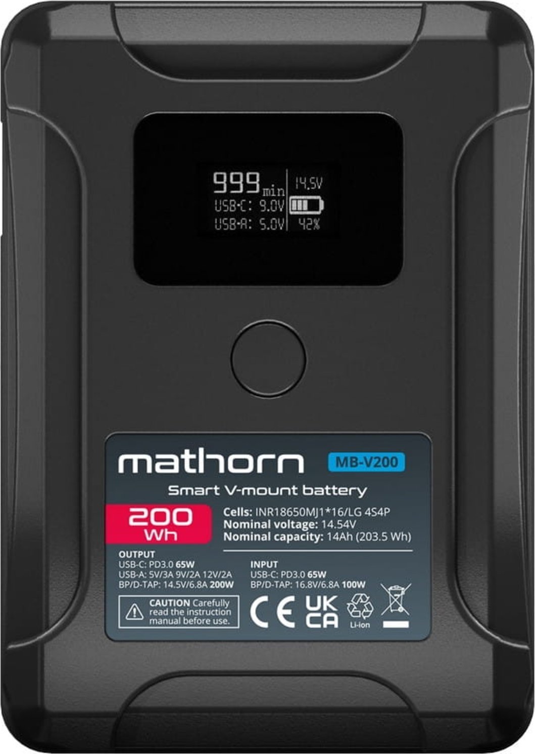 Akumulator Canyon Bateria Mathorn MB-V200 14000mAh PD65W OLED USB-C 200Wh V-mount