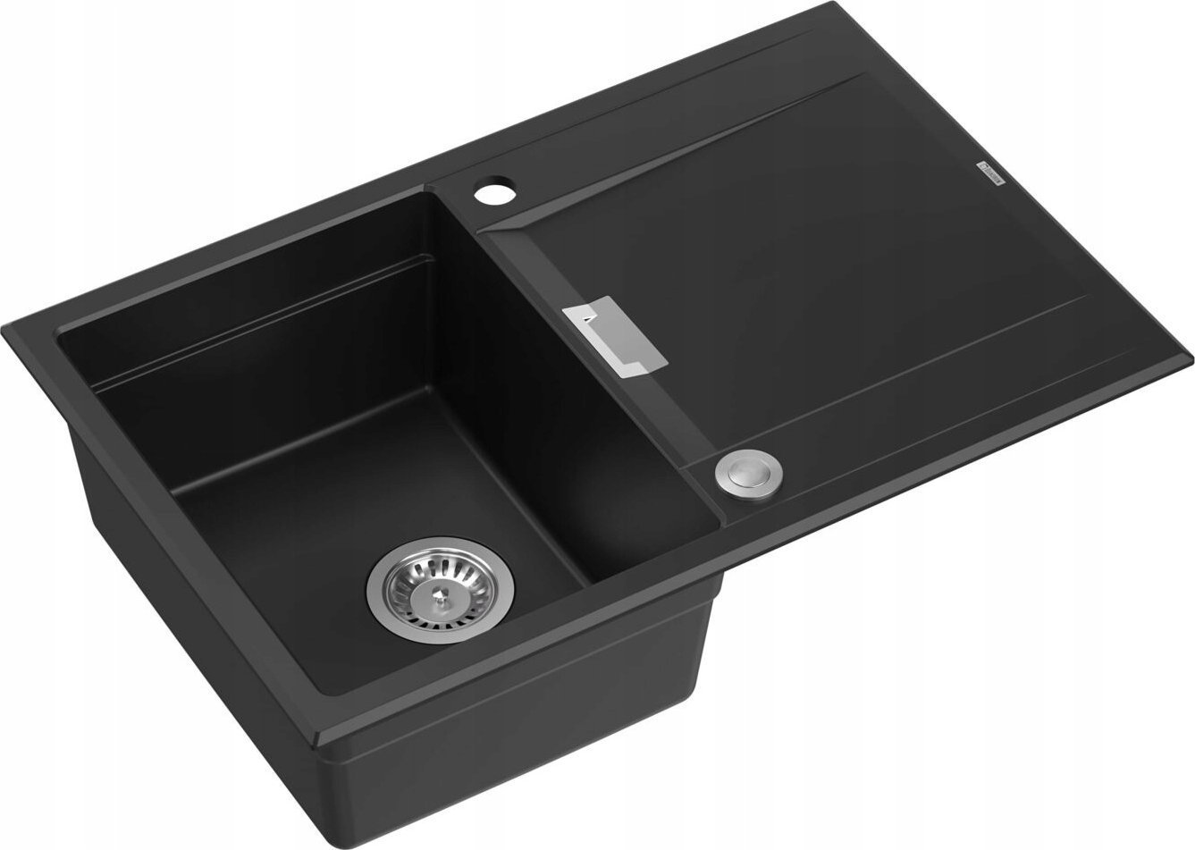 Zlewozmywak Owen OWEN 111 GraniteQ zlewozmywak z syfonem Push 2 Open 1-komorowy z/o (760x500x215; kom. 330x430) pure carbon / elementy stalowe