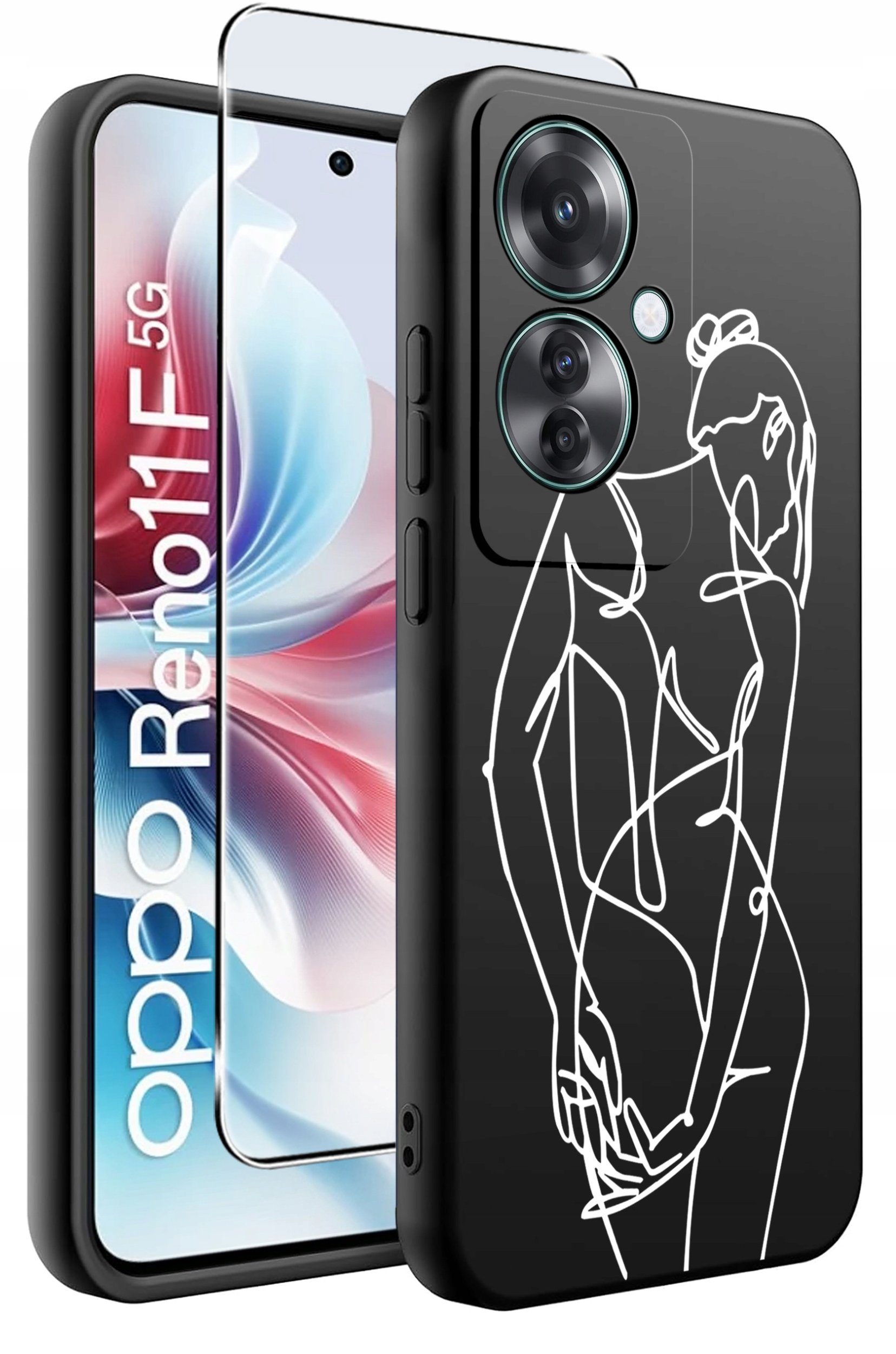 ETUI do Oppo Reno11 F 5G WZORY | SILIKONOWE MATT CASE + SZKŁO HARTOWANE 9H