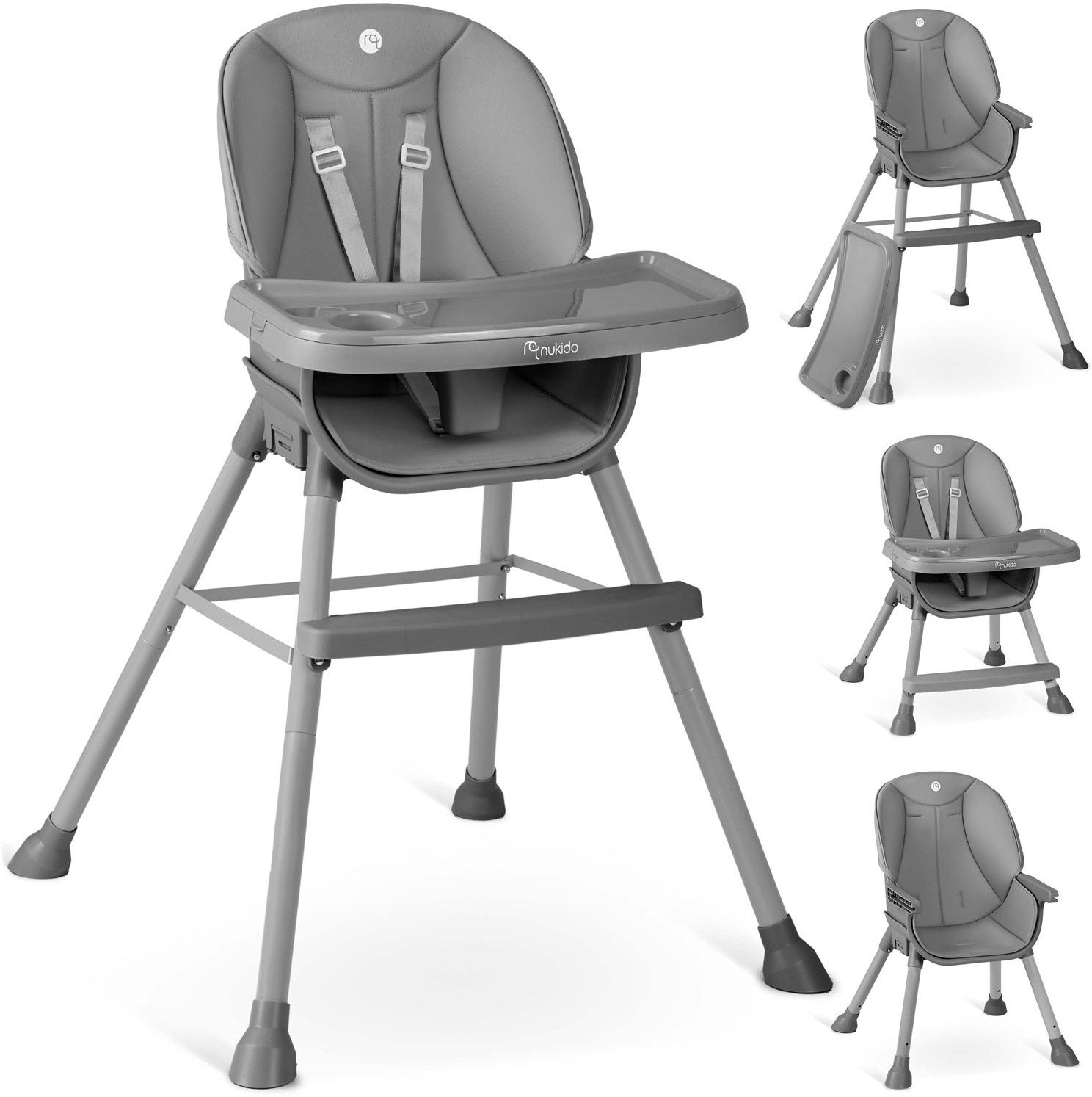 Krzesełko do karmienia Nukido Tilo szare