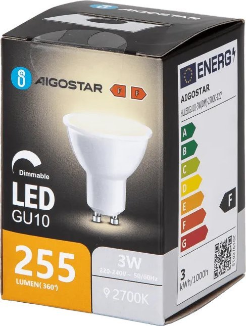 Aigostar Żarówka LED GU10 3W 2700K z możliwością ściemniania Żarówka LED GU10 3W 2700K z możliwością ściemniania