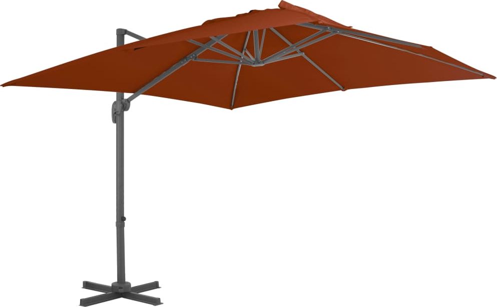 vidaXL Wiszący parasol na słupku aluminiowym, terakotowy, 300x300 cm