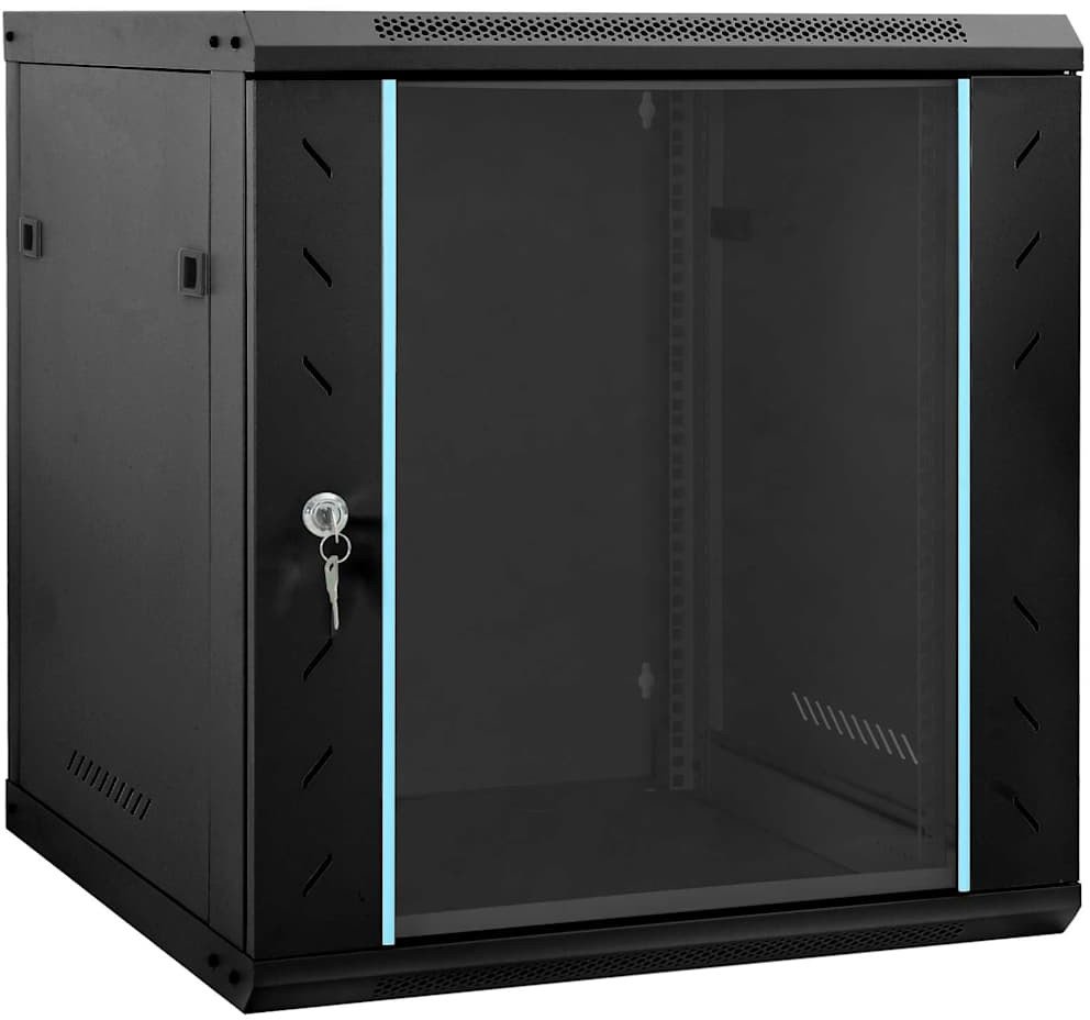 vidaXL Szafa sieciowa z przechowywaniem Czarny 60 x 45 x 65 cm Stal