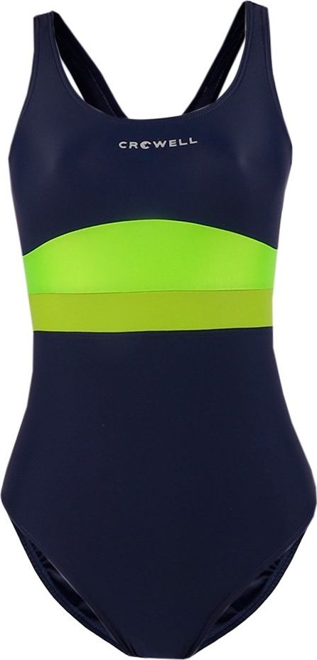 Crowell Kostium kąpielowy damski Crowell Katie kol.02 granatowo-limonkowo-zielony 34
