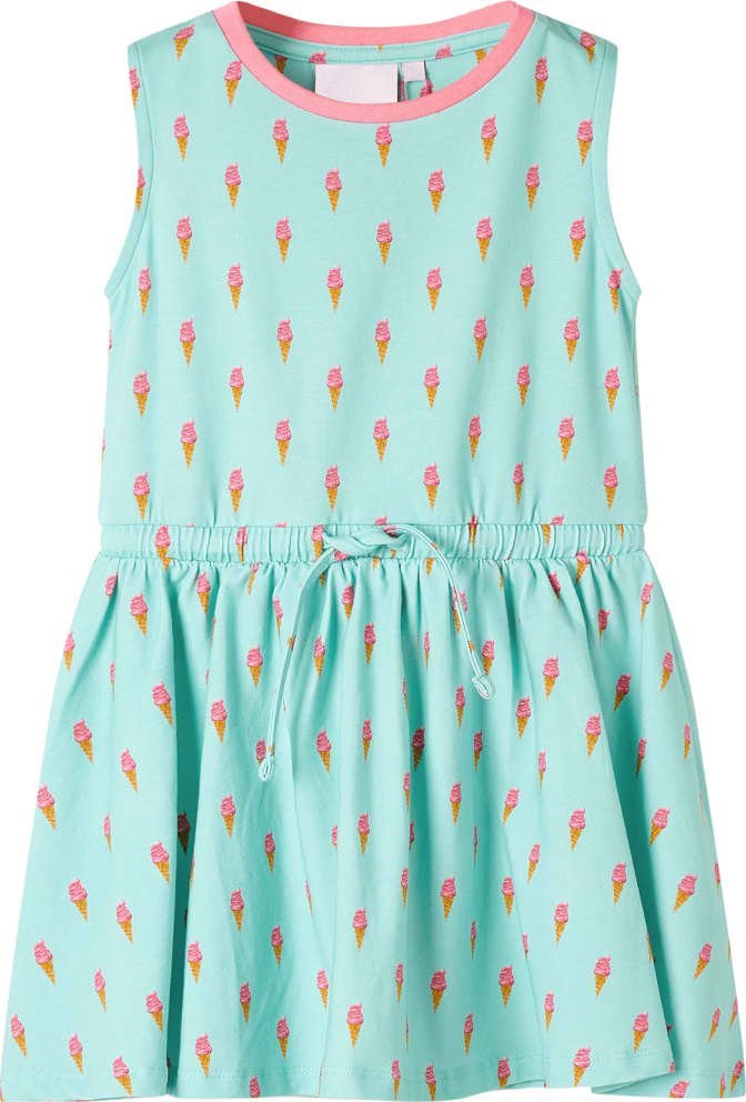 vidaXL Sukienka dziecięca ze sznurkiem, z nadrukiem lodów, jasnomiętowa, 140