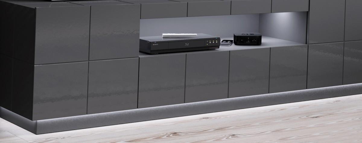 Cama Meble Oświetlenie LED szafka RTV REJA białe