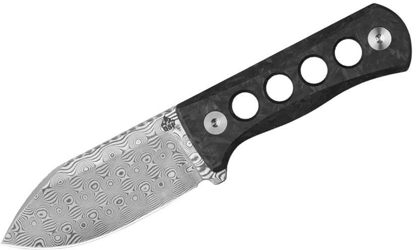 QSP Knife CANARY DAMASCUS SHREDDED CF QS141-L Blue Glow-in-the-dark