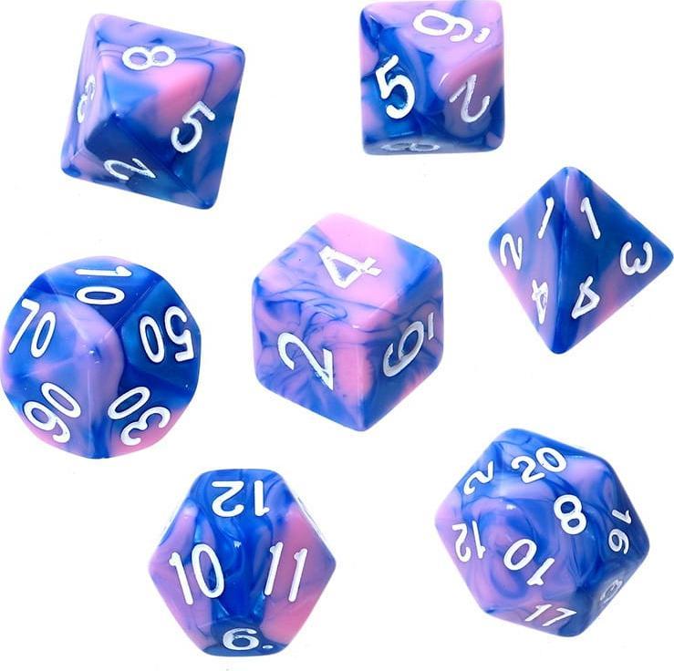 Rebel Komplet kości REBEL RPG - Dwukolorowe - Niebiesko-różowe