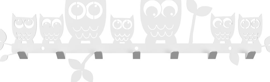 MT3CH Duży metalowy wieszak ścienny wiszący do przedpokoju na kurtki ubrania klucze loft SOWY biały