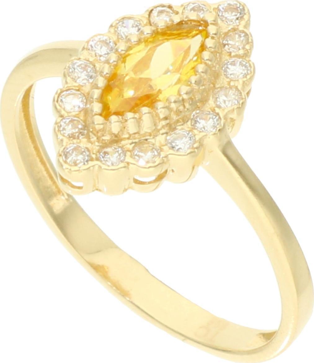 Rosanto Złoty pierścionek z cytrynem i cyrkoniami roz. 18 585 14k