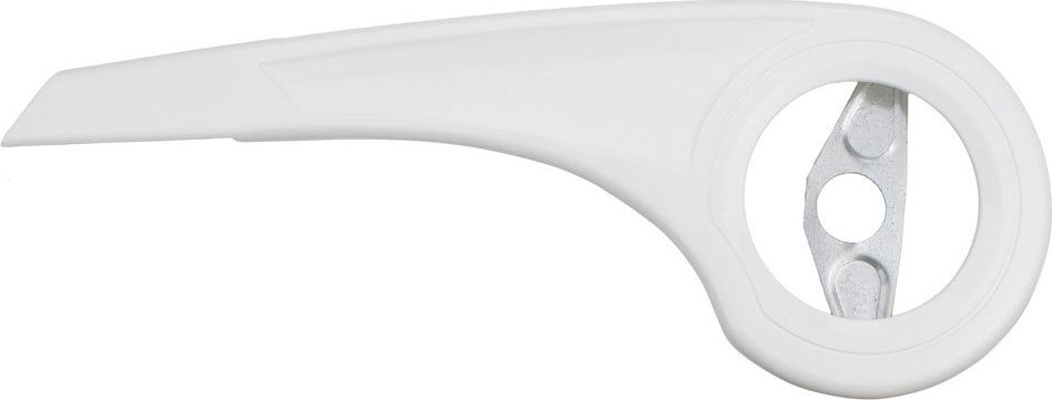 Osłona łańcucha mocowana na korbę 38 zębów, biała + uchwyt bez śrub Uniwersalny