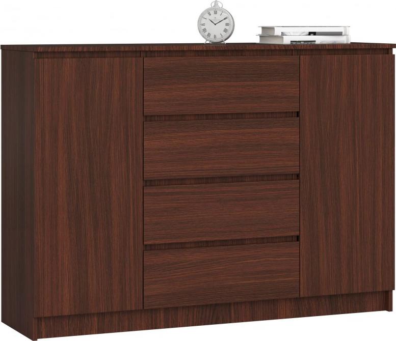 Fabryka Mebli Akord KOMODA K 140 cm 2 DRZWI 4 SZUFLADY WENGE