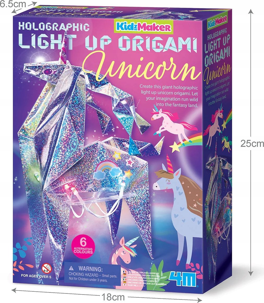 4M 4M KidzMaker DIY set Holographic Light Up Origami Unicorn