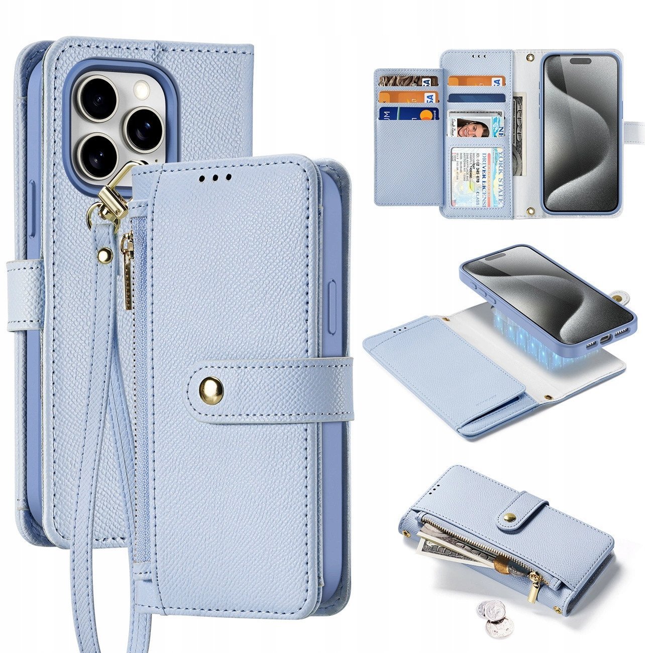 Etui skórzane Dux Ducis Lawa na iPhone 15 - niebieskie