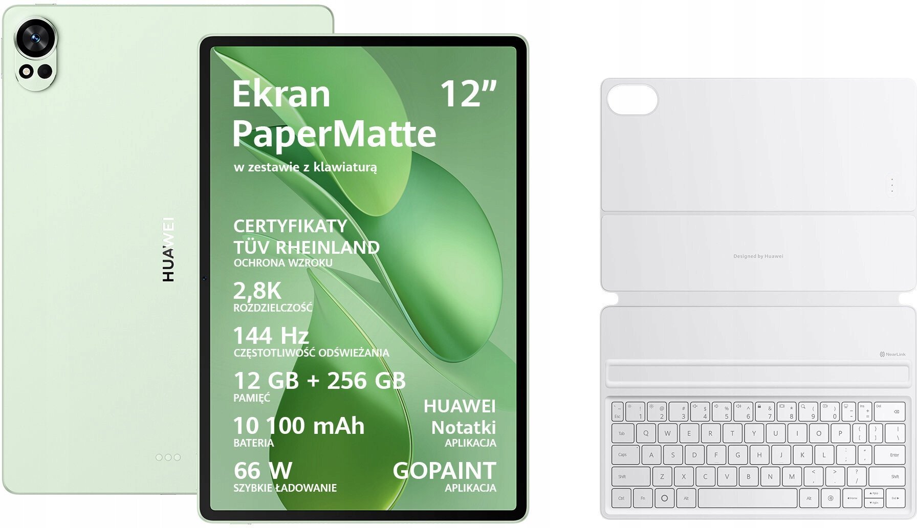 Huawei Matepad 12X 2025 12/256GB PaperMatte WiFi zielony + klawiatura