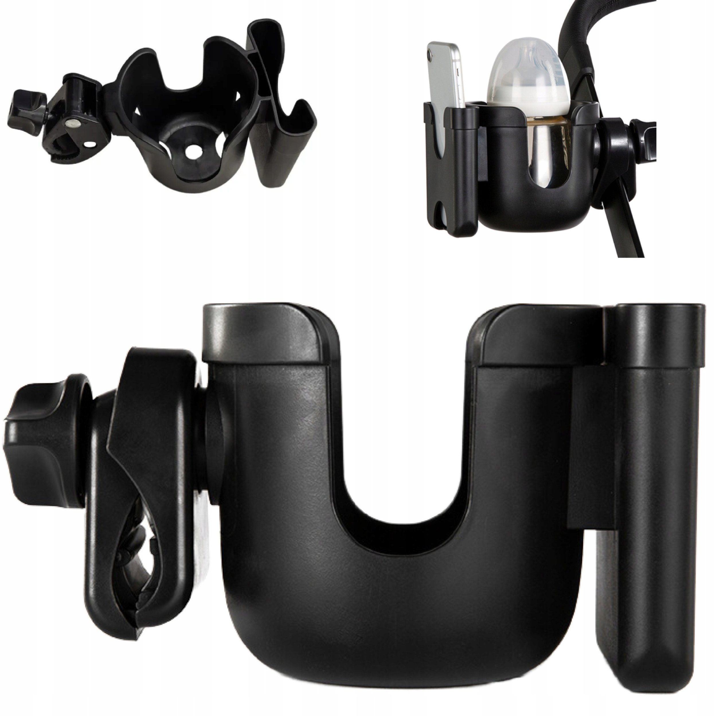 Uniwersalny uchwyt na kubek / butelkę i telefon do wózka dziecięcego