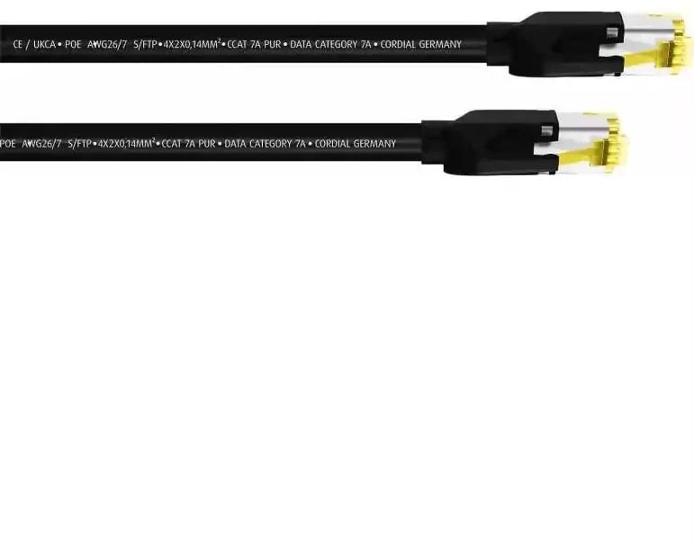Cordial 15576 RJ45 Netværkskabel, patchkabel CAT 7a S/FTP 1.00 m Sort PUR-kappe 1 stk