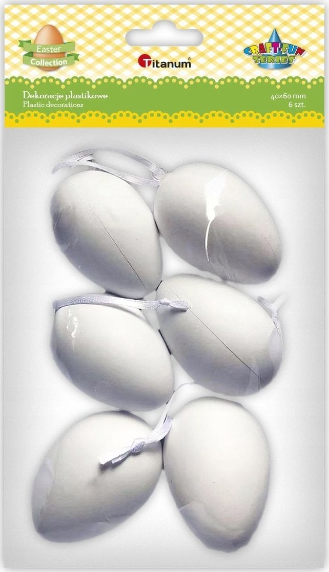 Titanum Zawieszki plastikowe jajka 40x60mm białe 6szt