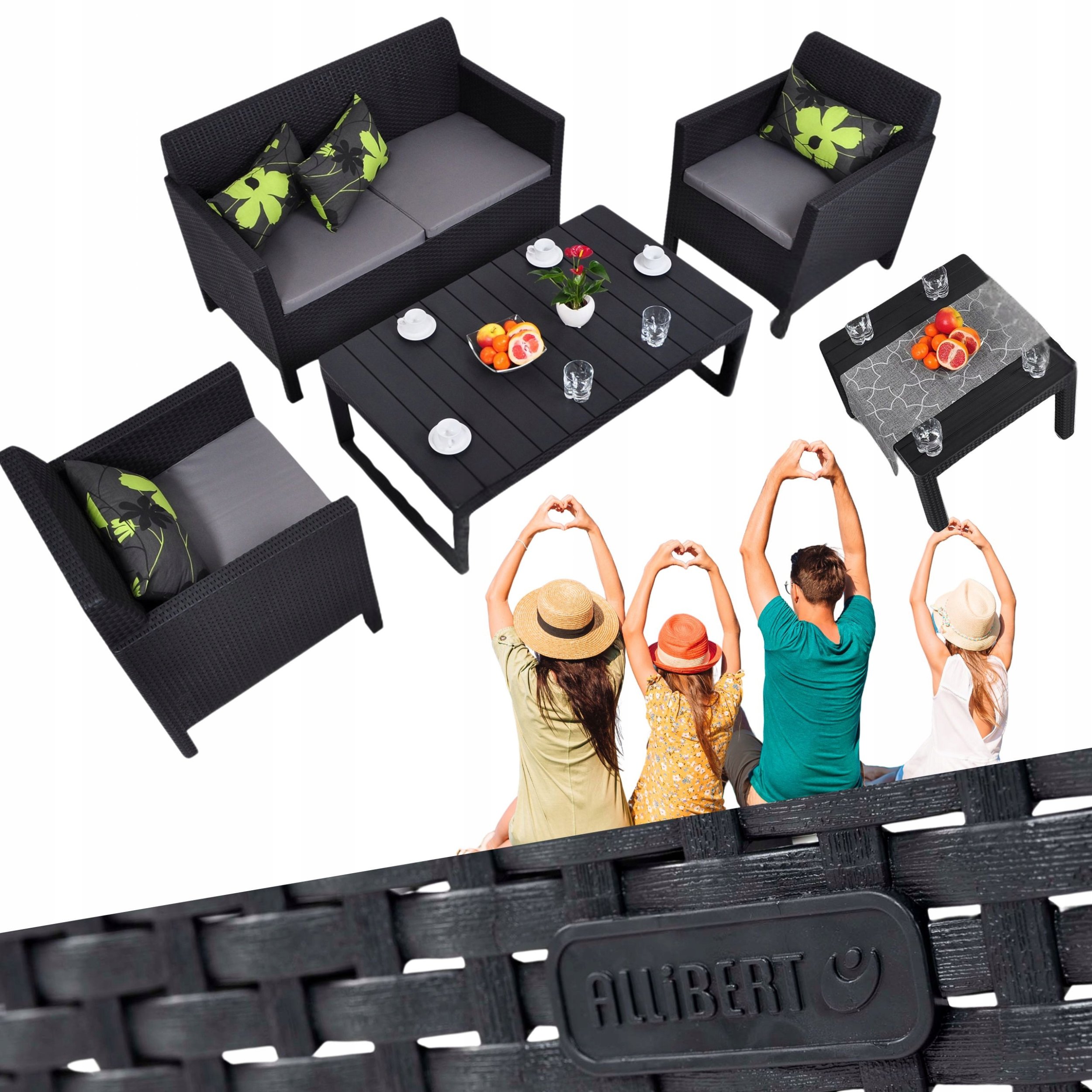 Komplet Mebli Ogrodowych Orlando Set Lyon II dla 4 osób grafitowy