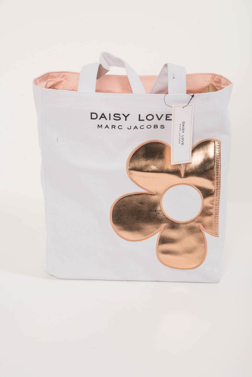 Marc Jacobs Marc Jacobs, Daisy Love, Canvas, Bag, Large Tote, White/Gold, For Women, 16 x 15 x 4 cm For Women