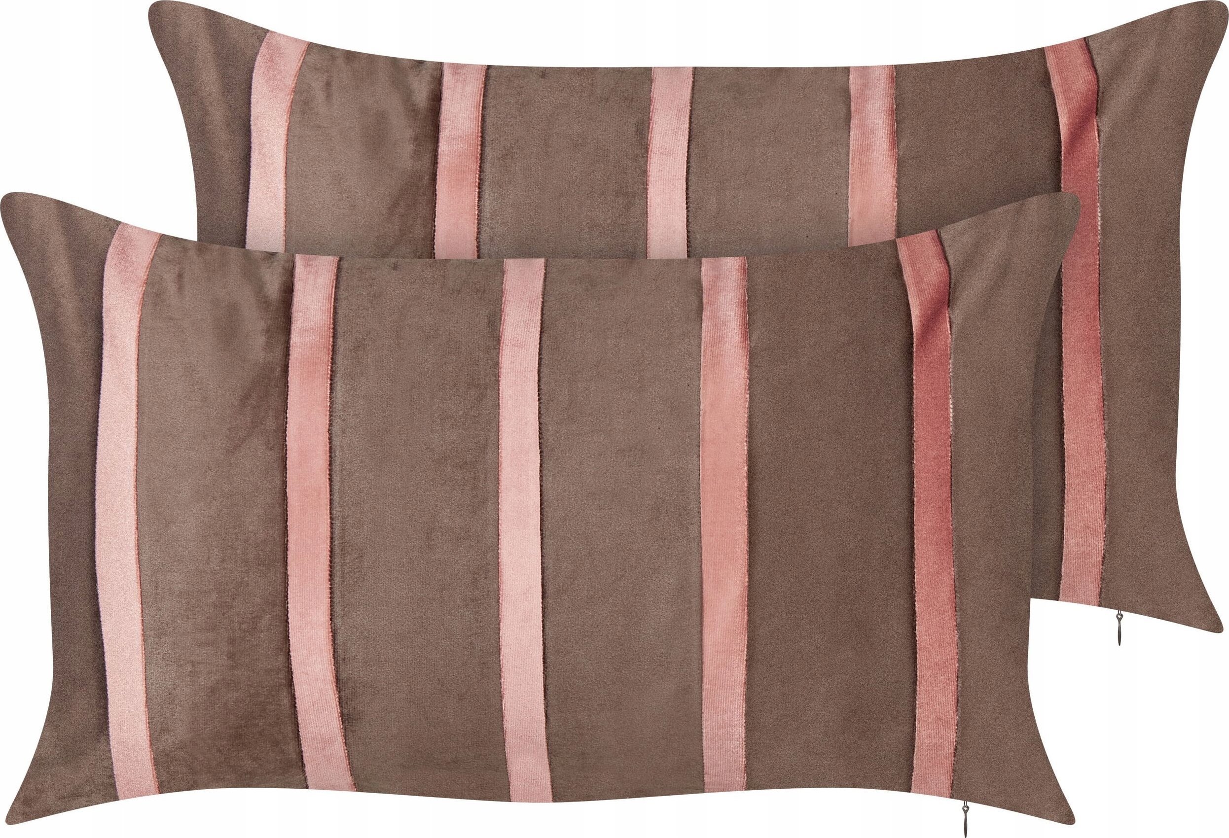 Beliani Zestaw 2 poduszek Welur Brązowy CRODYLINE 35 x 60 cm