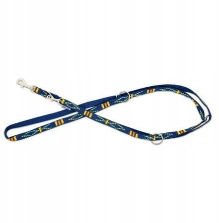 Barry King Smycz regulowana dla psa, granatowa, etniczny wzór, taśma polipropylenowa, 25mm/220cm