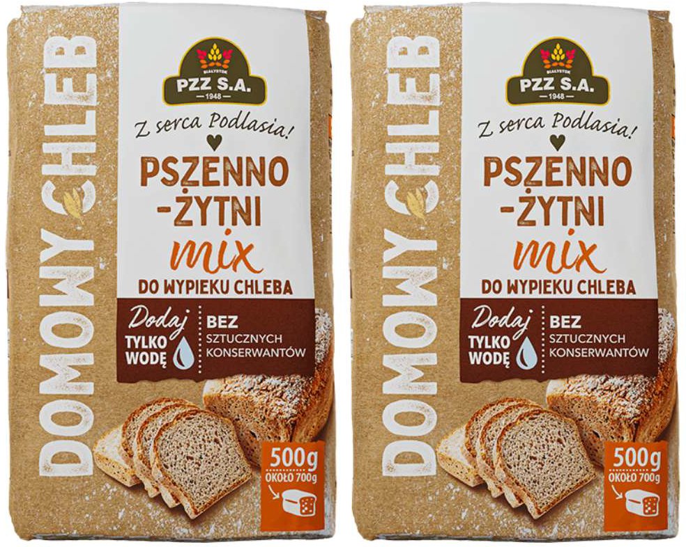 PZZ Mieszanka do wypieku chleba Mix pszenno-żytni 500 g x 2 sztuki