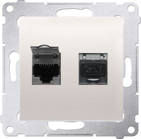 Kontakt-Simon Gniazdo komputerowe Simon 54 podwójne 2 x RJ45 kat 6 ekranowane przesłona kremowy (D62E.01/41)