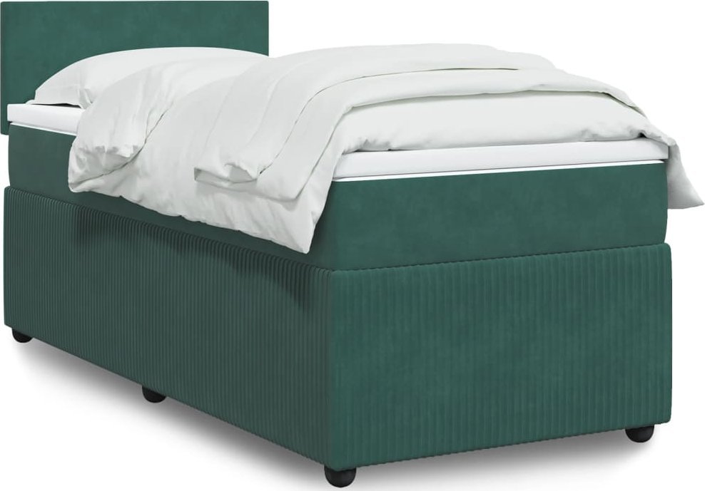 vidaXL vidaXL Łóżko kontynentalne z materacem, zielone, aksamit, 80x200 cm