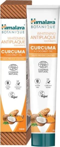 Himalaya Himalaya Botanique Wybielająca pasta do zębów przeciw płytce nazębnej z Kurkumą i Olejem Kokosowym 75 ml