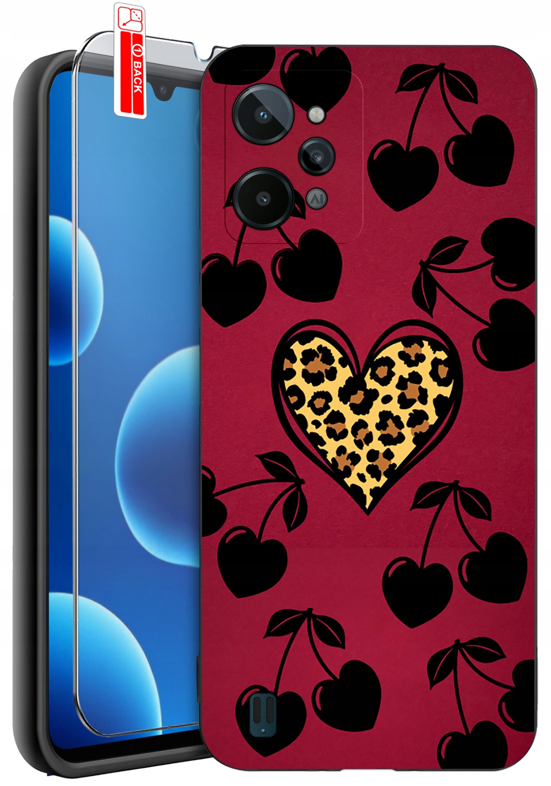 ETUI do Realme C31| WZORY | SILIKONOWE MATT CASE + SZKŁO 9H