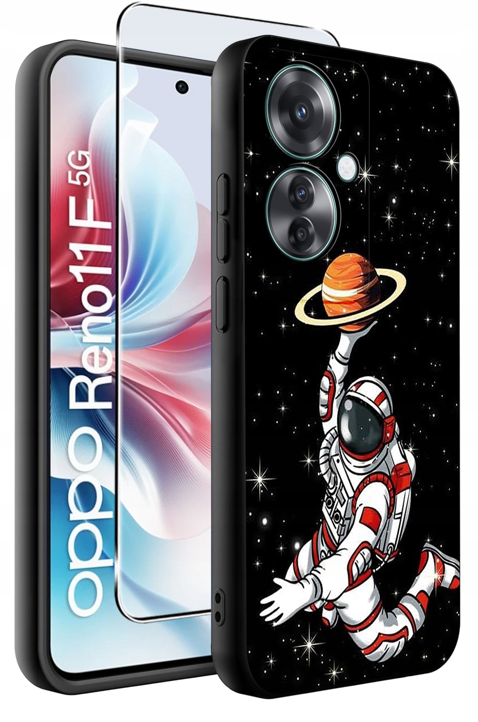 ETUI do Oppo Reno11 F 5G WZORY | SILIKONOWE MATT CASE + SZKŁO HARTOWANE 9H