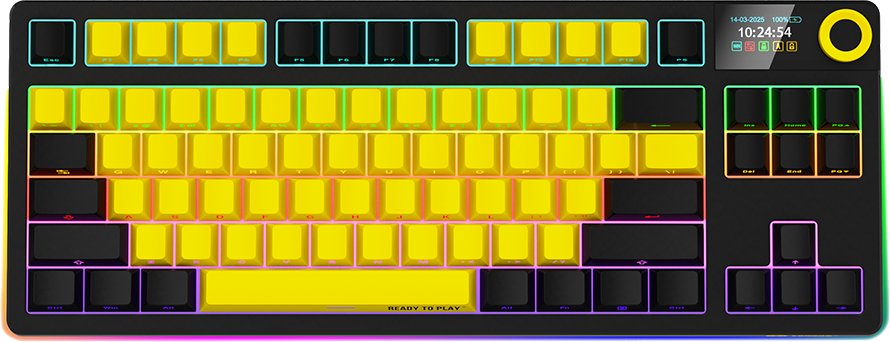 LORGAR KBP70TKLW, Wireless TKL Mechanical Gaming Keyboard Pro, Black/yellow, EN layout