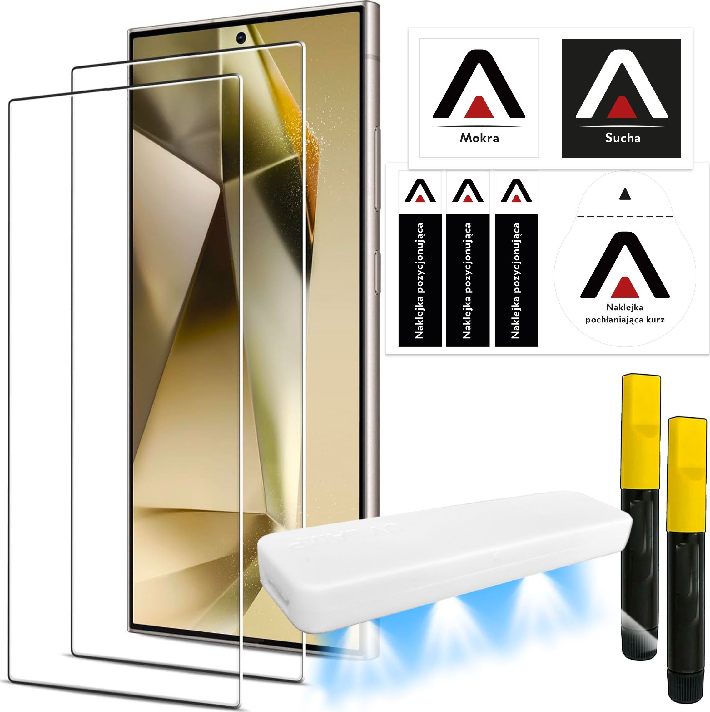 Alogy 2x Szkło hartowane do Samsung Galaxy S24 Ultra na ekran z lampą UV Glass 9H Glue Alogy