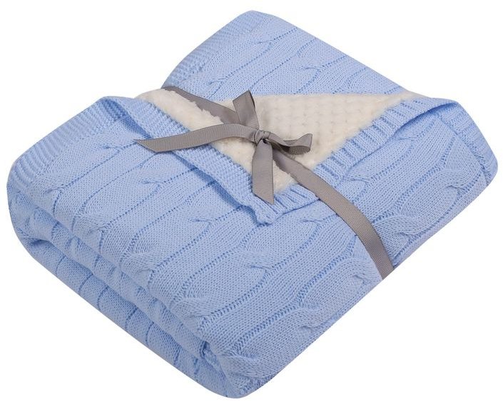 Kocyk podwójny warkocz 685 niebieski