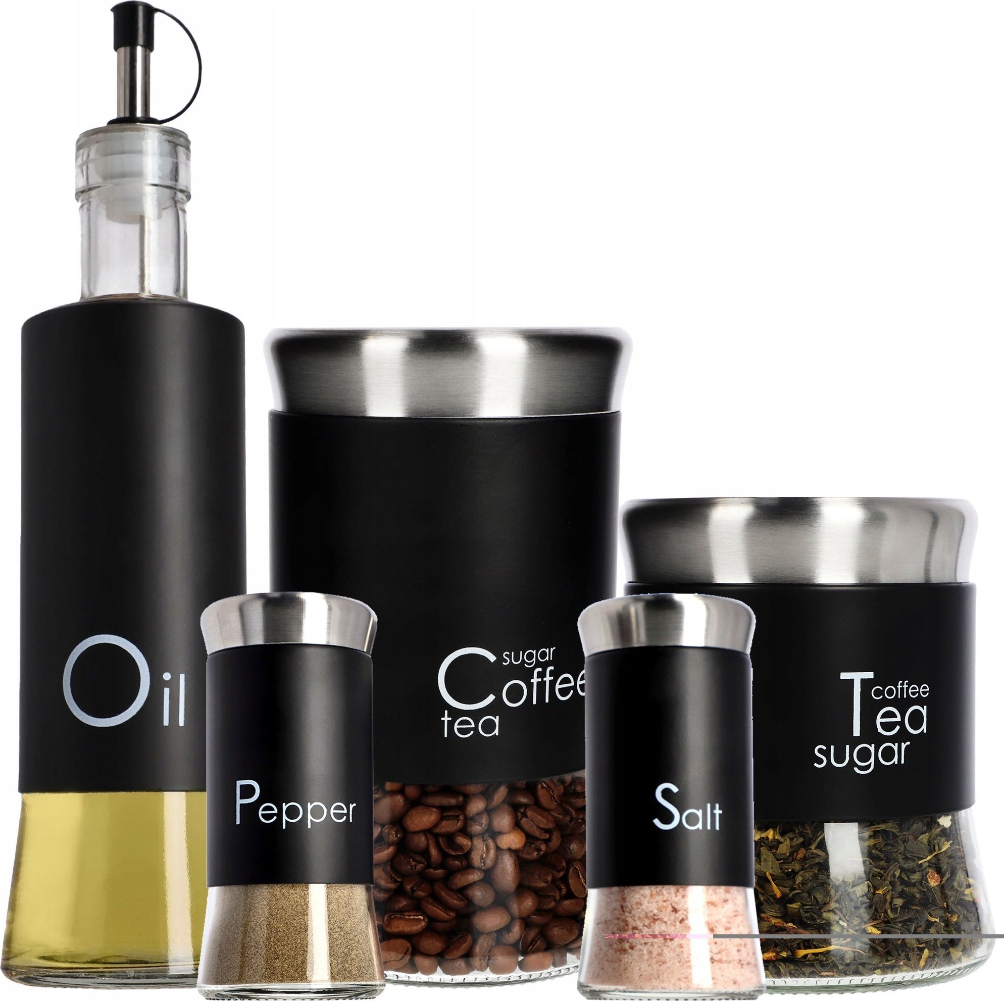 Kadax Pojemniki Na Kawę Herbatę Sól Pieprz Oliwę Zestaw