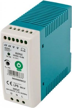 Mojeledy Zasilacz led POS na szynę DIN 60W 12V DC 5A (MDIN60W12)