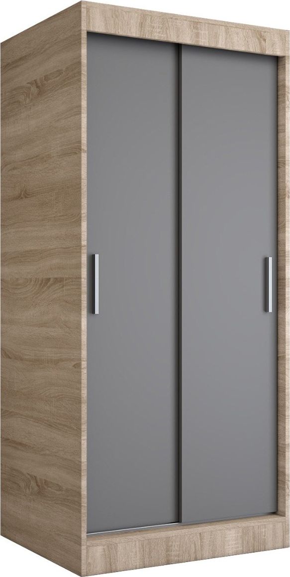 MKPOL Szafa przesuwna MODUO COMFORT 90 dąb sonoma/antracyt gładka