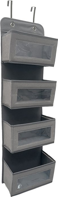myHomelife Wiszący organizer na drzwi 4 pojemne kieszenie jasnoszary zawieszany