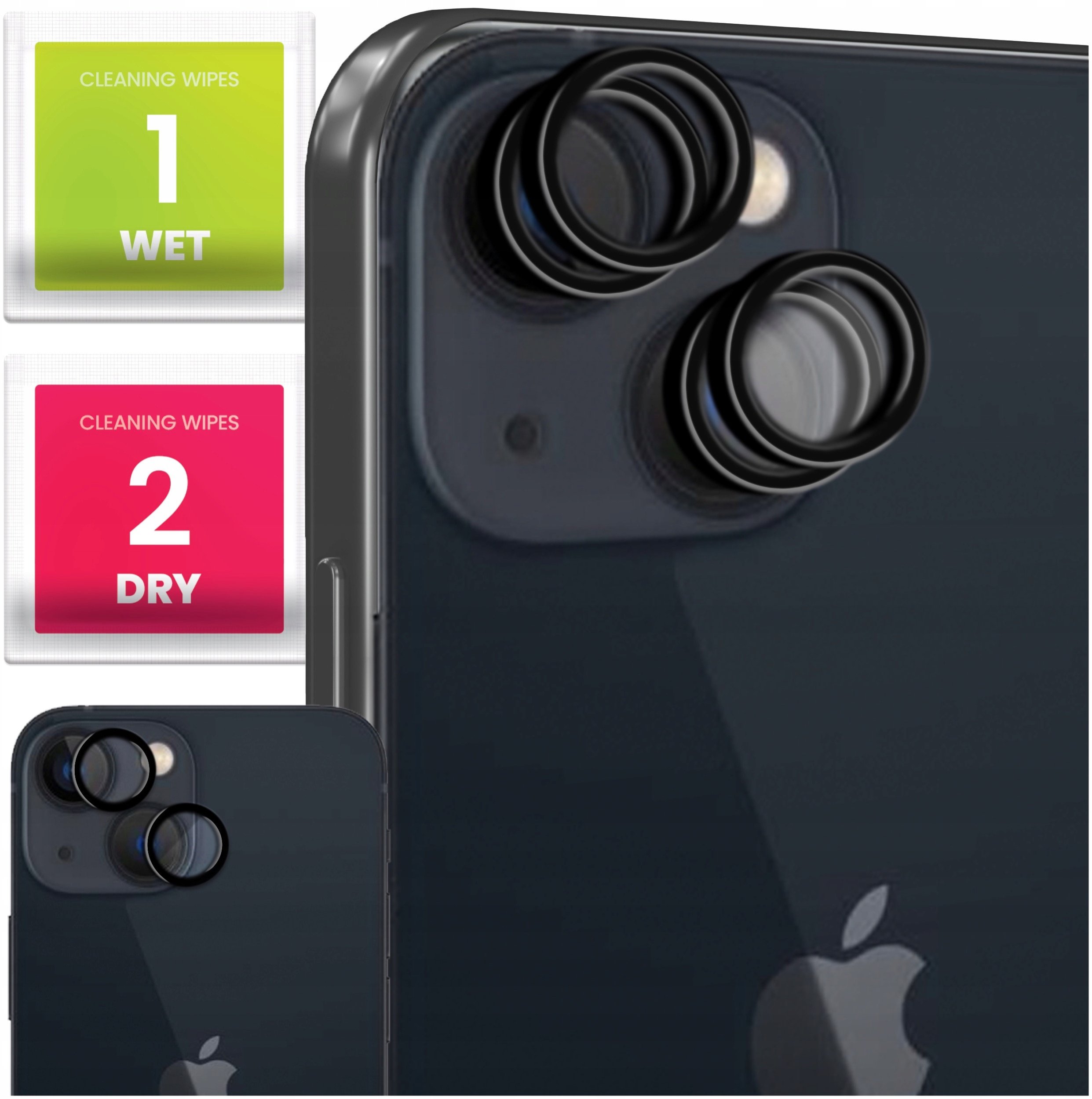 4x Szkło Na Aparat Do Apple iPhone 13 / 13 Mini (Na Obiektywy, Czarne, 9H)