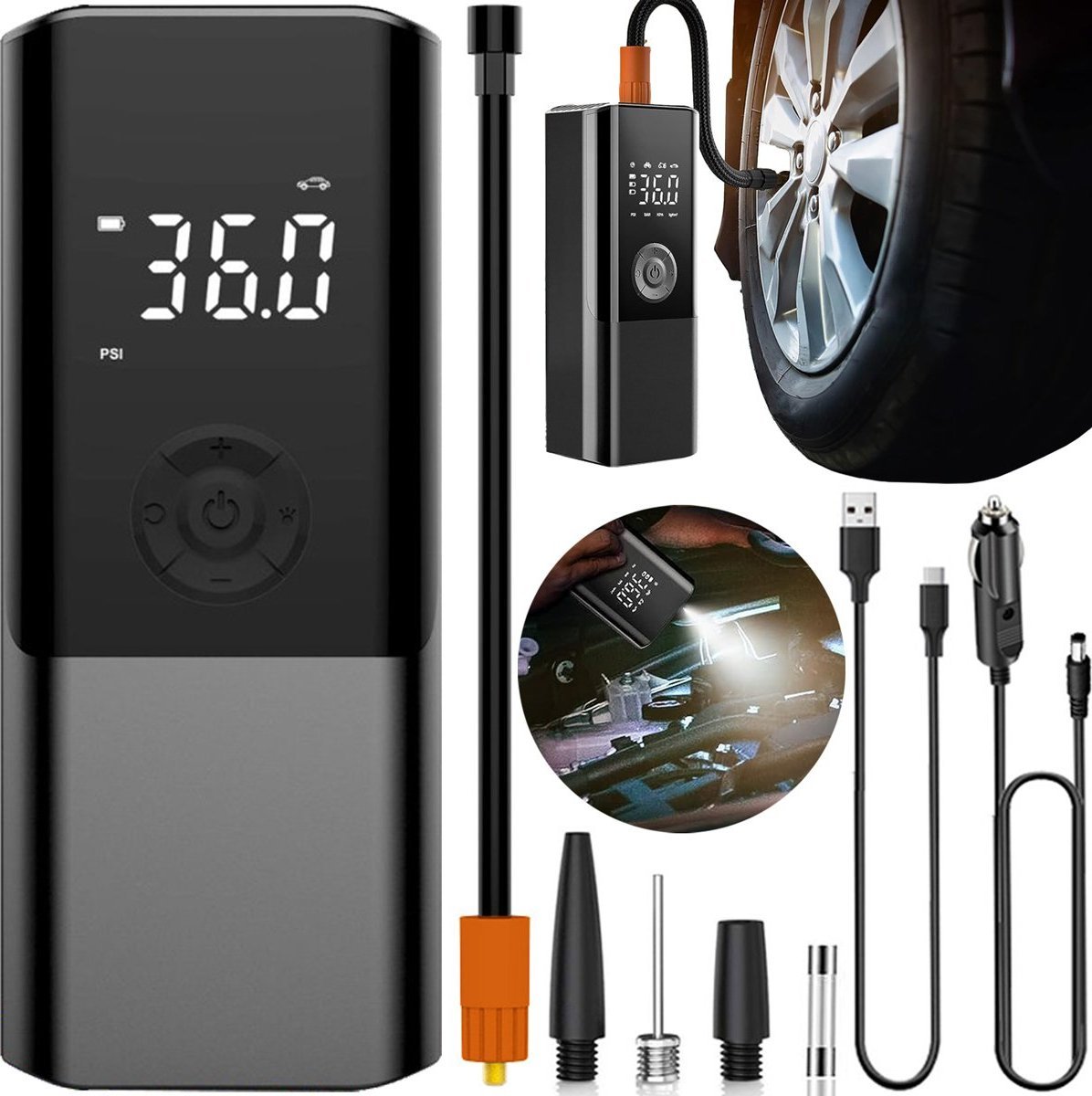 Heckermann Bezprzewodowa pompka elektryczna (kompresor) 6000 mAh Heckermann CZK-3690