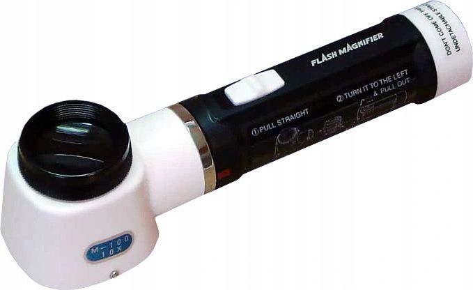 Carton Lupa x10 z podziałką skala 0,5mm, podświetlana Led