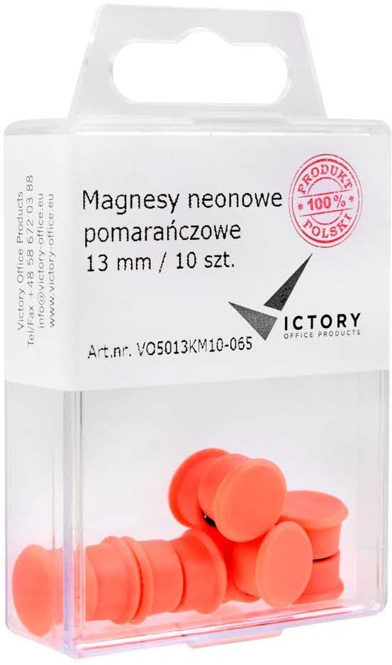Victory Office Product MAGNESY VICTORY OFFICE 13MM 10 SZT. NEONOWE POMARAŃCZOWE
