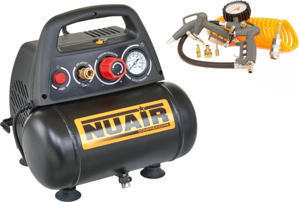 Kompresor samochodowy Nuair KOMPRESOR BEZOLEJOWY 6L 8 BAR 1.5KM + ARAK6 (1 SZT)